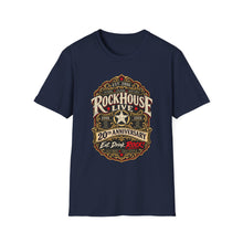 Load image into Gallery viewer, Rockhouse Live 20th Anniversary T-Shirt — Vintage Booze Label