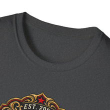 Load image into Gallery viewer, Rockhouse Live 20th Anniversary T-Shirt — Vintage Booze Label