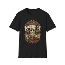 Load image into Gallery viewer, Rockhouse Live 20th Anniversary T-Shirt — Vintage Booze Label