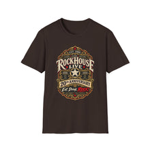 Load image into Gallery viewer, Rockhouse Live 20th Anniversary T-Shirt — Vintage Booze Label